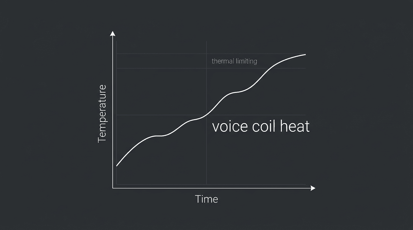 Thermal limiting: voice-coil heat builds from signal history, not from peaks alone