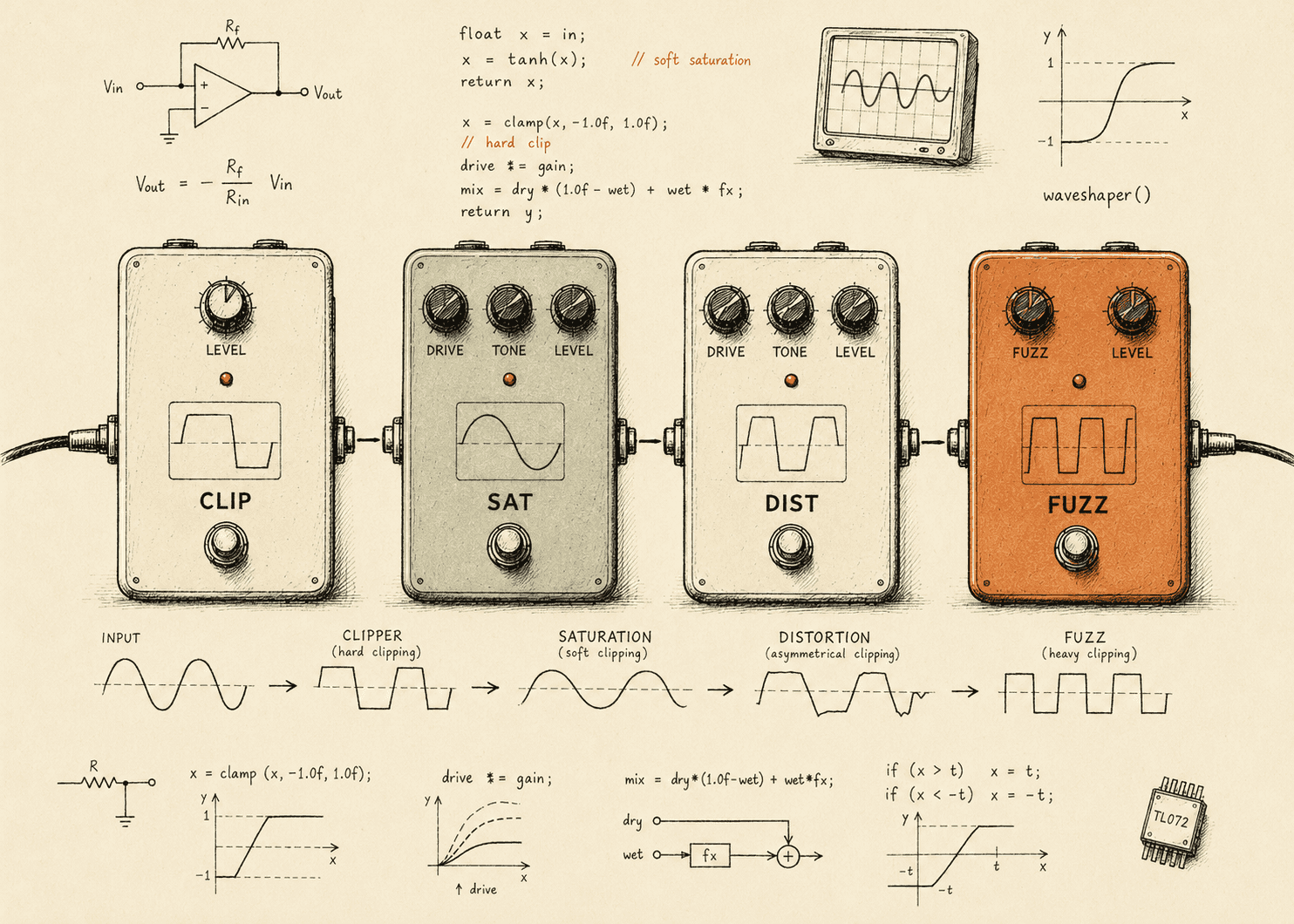 Clipper vs Saturation vs Distortion vs Fuzz — What's the Difference?